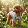 Mit Fliege Hunde-Schlafanzug Dünner Stoff Haustier-T-Shirt Lässige Gestreifte Hundehemden Partys