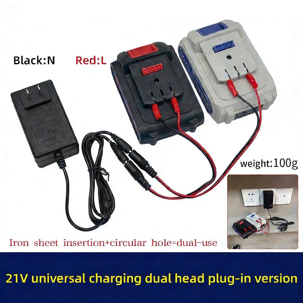Portable 18/21V/24V Lithium Dual-head Charger Overload Protection Universal Lithium Battery Charger Plug-in Charger