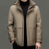 Mens Detachable Real Rabbit Fur Lined Parka Winter Thick Warm Coat Middle-Aged Men Casual Loose Fit