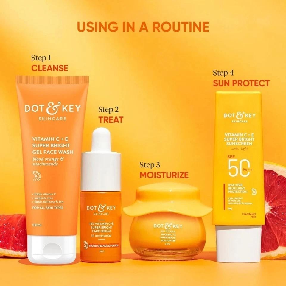 Dot & Key Vitamin C + E Super Bright Gel Gesichtsreiniger, Reduziert Pigmentflecken | 100 ml