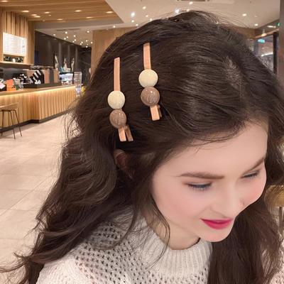 5Pcs Girl Hairpin Macaron Color Beads Decor Smooth Texture Non-Slip Hair Clip Side Bang Hair Pin Versatile Styling Tool Hair Accessories