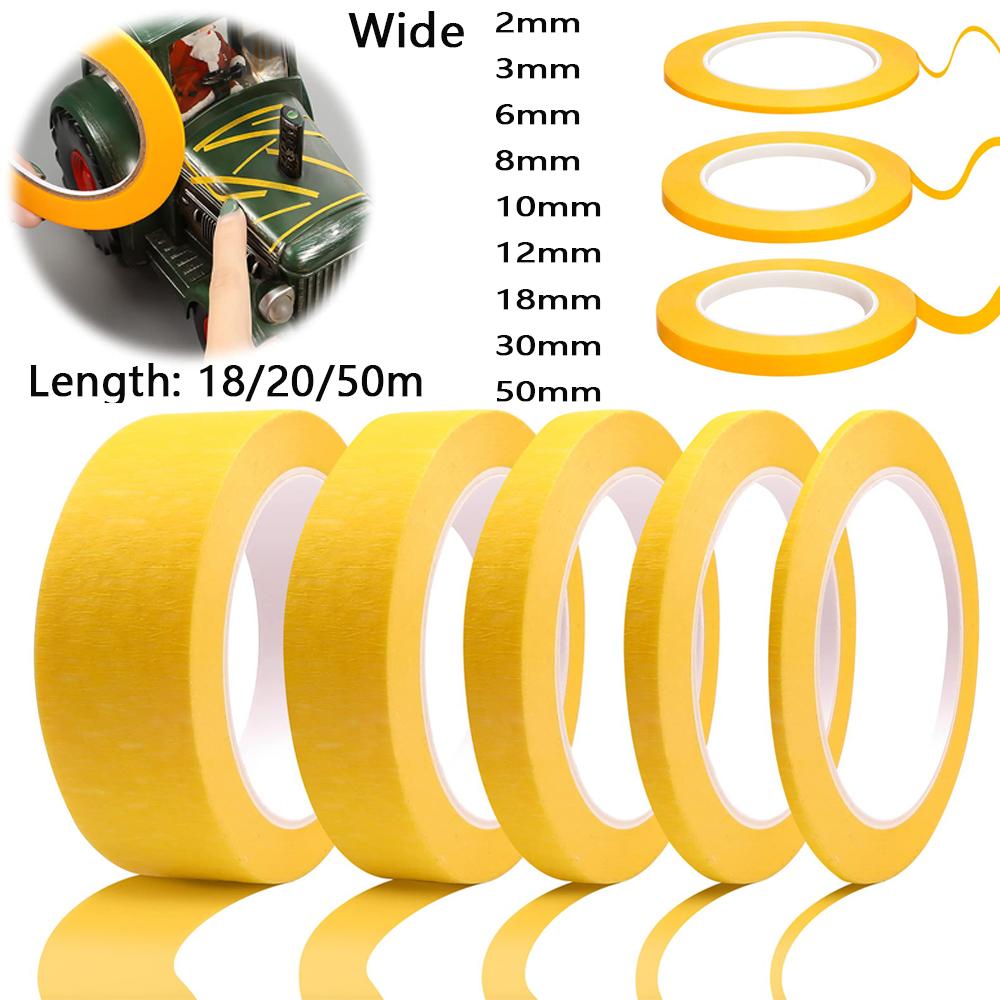 1Rolls 18-50m Model Masking Tape DIY Yellow Masking Tape Width 2/3/6/8/10/12/18/30/50mmPinstriping Tape 3