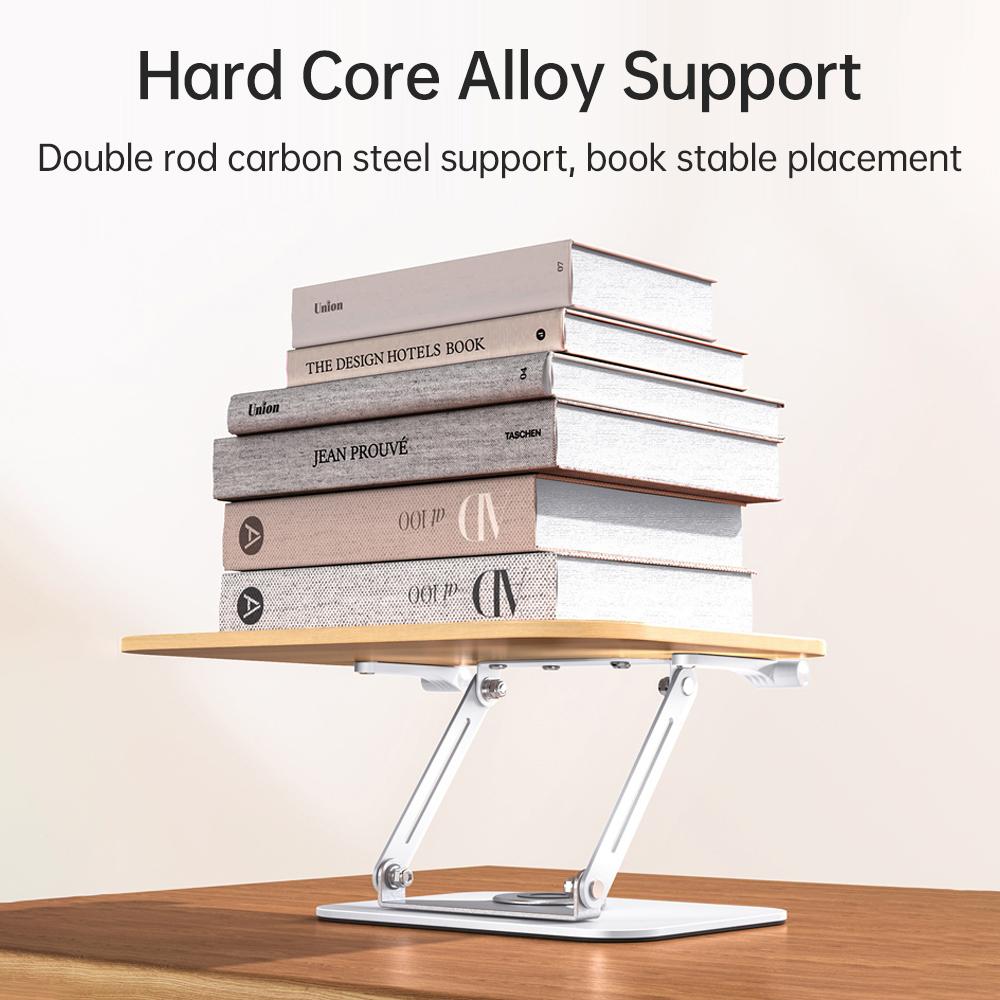 Book Stand, 360 Rotating Double Rod Book Stand Carbon Steel Double Rod Stand Book Stand Design for 17 Inch Laptop