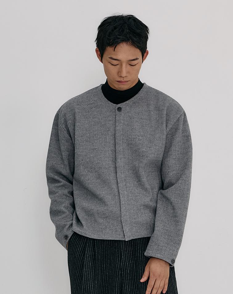 Mugon Rib Crop One-Button Cardigan _ Gray