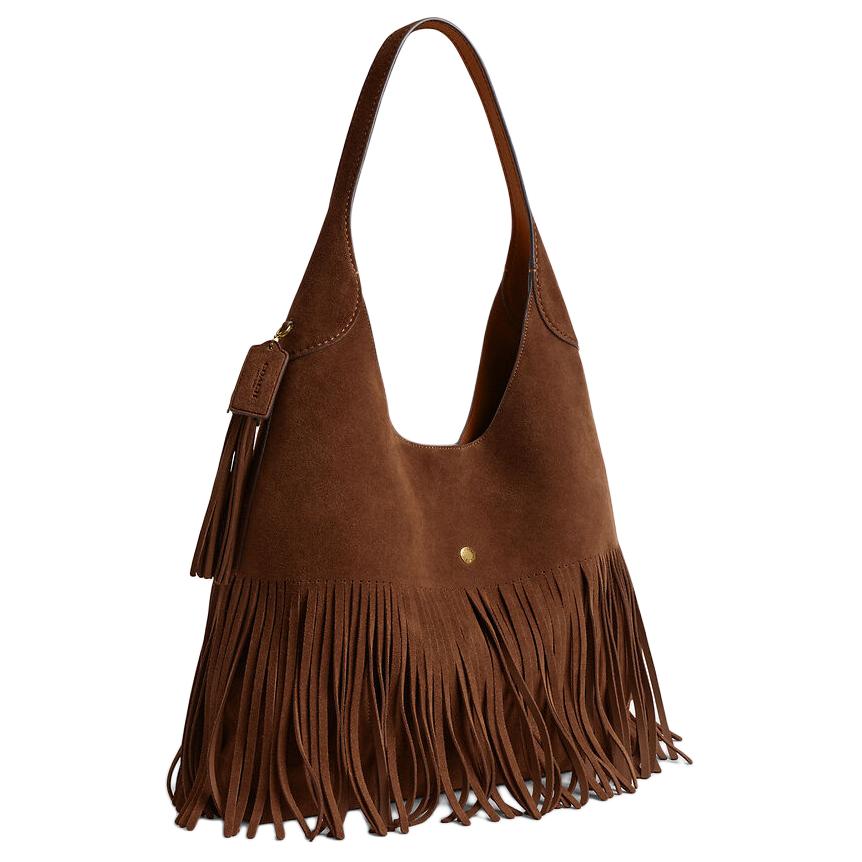 Coach Brooklyn 39 Fringe Suede Leather Shoulder Bag Large Women Shoulder Bag Warm-Brown CCC22-B4WBR