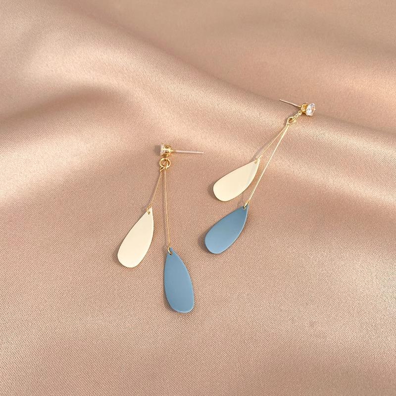 

Женские уникальные синие серьги-листья для похудения - клипсы, не требуют пирсинга