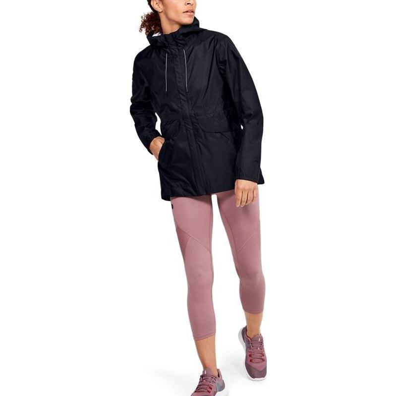 Under Armour Jednofarebná športová vetruodolná priedušná bunda s kapucňou Dámska bunda Čierna 1350954-001