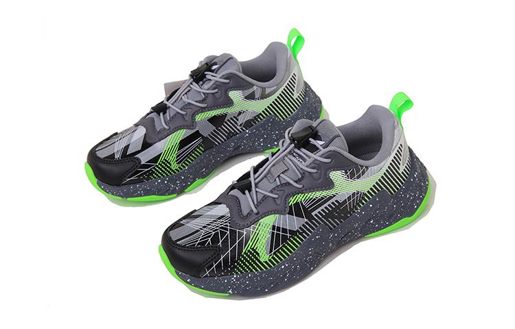 Li Ning YOUNG Slip Resistant Cushioning Abrasion Resistant Lightweight Casual Shoes Black Gray Green Teenagers YKCS120-11