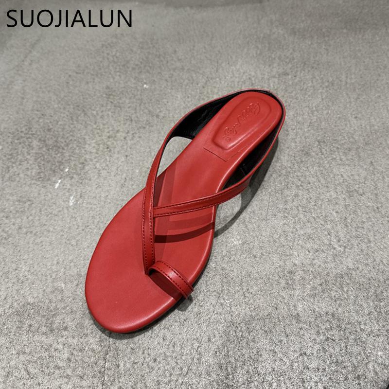 Fashion SUOJIALUN 2025 Summer New Brand Women Slipper Fashion Narrow Band Ladies Elegant Flip Flop Square Low Heel Dress Slides Shoes