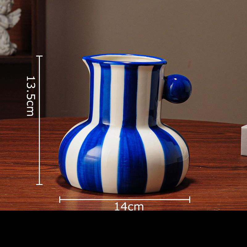 Colorful Stripes Creative Ceramic Vase Plant Pots Table Decoration Ornaments Flower Arrangement Floral Vase Room Aesthetic Decor