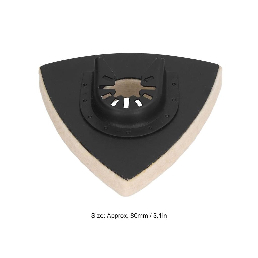 5PCS Triangular Wool Polishing Pad 3.1 Inch Felt Polishing Pads with Alloy Steel Base for Oscillating Tools Metal Stone Surface Detailing Work