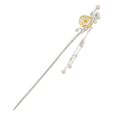 [Miaomyao] Kanzashi (hairpin) - Single Piece - Japanese Clothing - Formal Kimono, Yukata - Hair Ornament - Summer Flower - Pearl - Silver - Hair