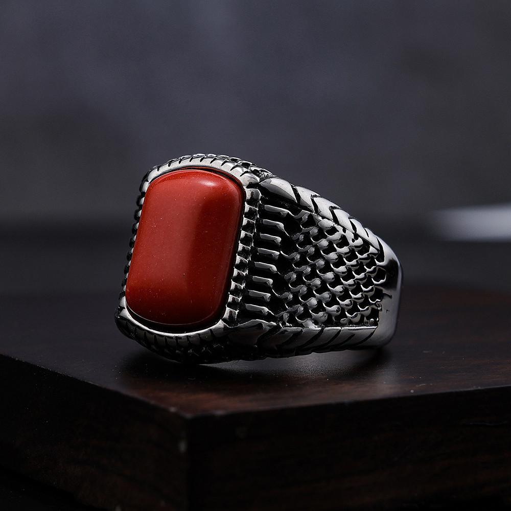 Anillo Retro Colorido de Piedras Preciosas Moda Masculina Punk Hip Hop Accesorio