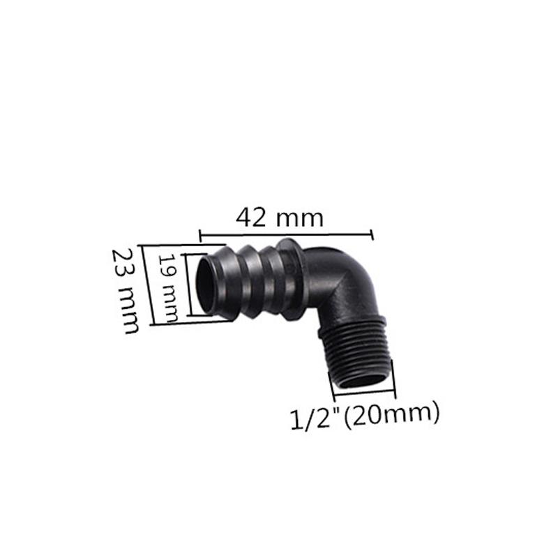 10Pcs DN25 1/2" 3/4" Male Thread PE Pipe 3-Way Elbow Straight Barb Connector Garden Pipe Hose Connector Watering System Joints