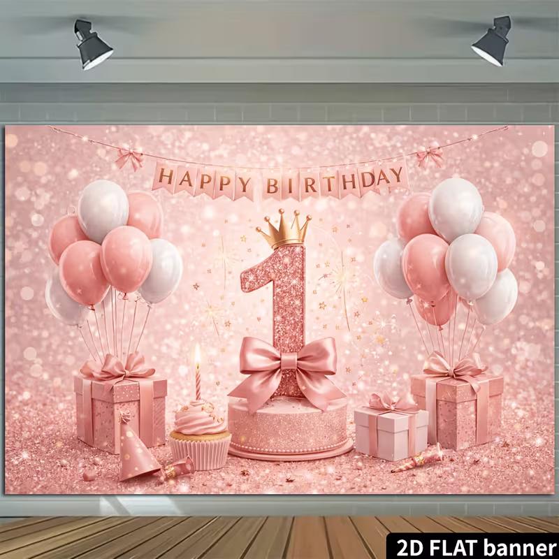 2D 60th Birthday Backdrop with Red White Roses and Gold Balloons Photography Background