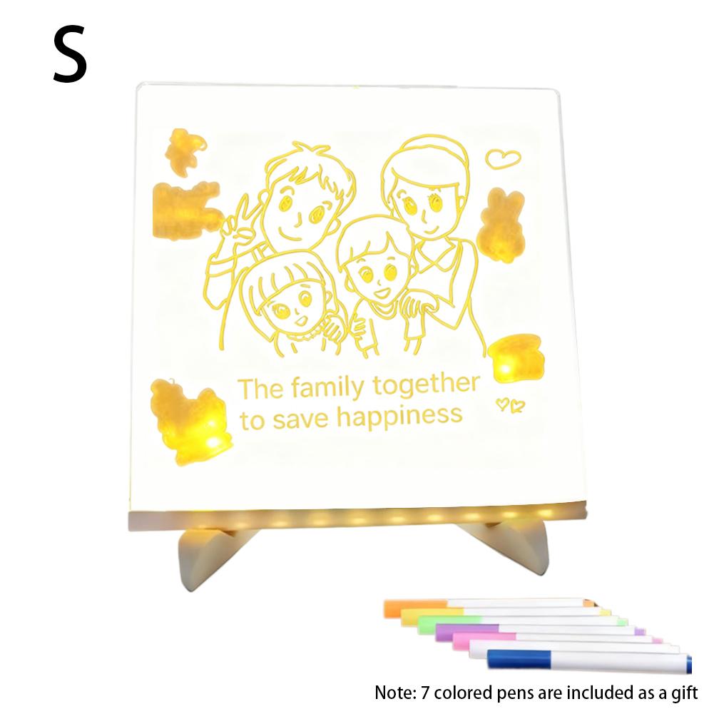 

LED Note Night Light Board With 7pcs Colorful Pens DIY Lighted Acrylic Message Board Weekly Planer For Kids Gifts Office School