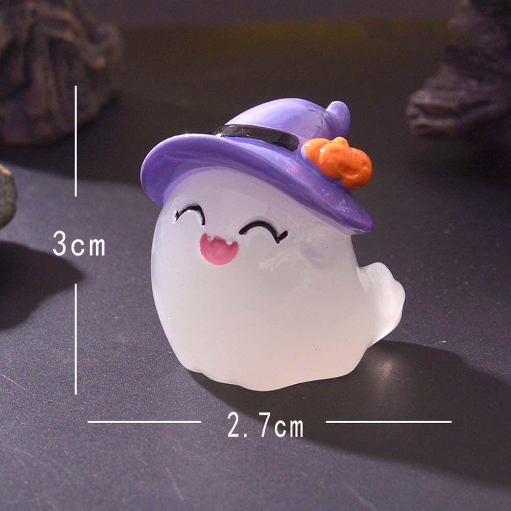 Cartoon Halloween Luminous Ghost Figurines Resin Crafts Pumpkin Witch Noctilucent Ghost Ornaments Cute DIY
