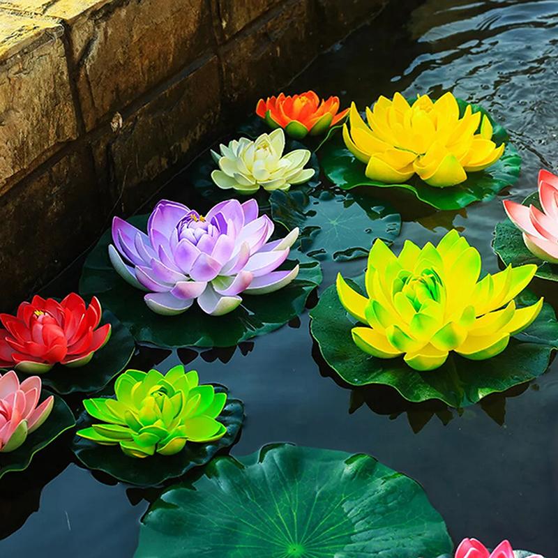 10cm/17cm Lotus Artificial Plantă Falsă Decor Iaz Nufăr Artificial Spumă Plutitoare Lotus Acasă Grădină Acvariu Floare Falsă