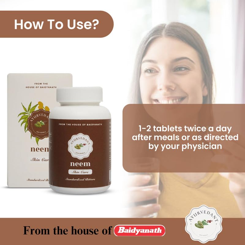 Baidyanath Ayurvedant Neem Tablets For Skin Health Detox And Immune Support | 60 Tablets Pack Of 1 | Natural Herbal Supplement