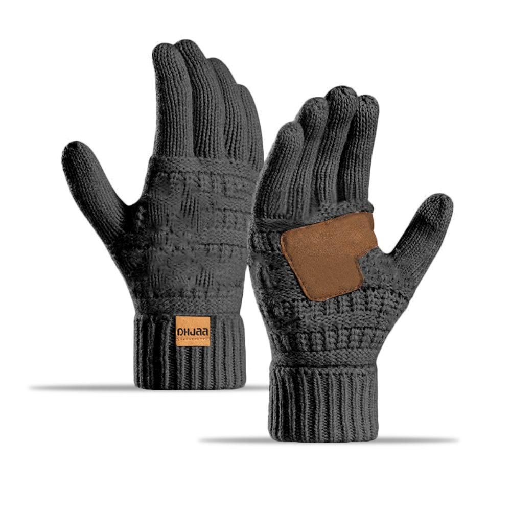 

Нескользящие трикотажные перчатки для сенсорного экрана, мужские велосипедные перчатки, новые женские зимние перчатки темно-серого