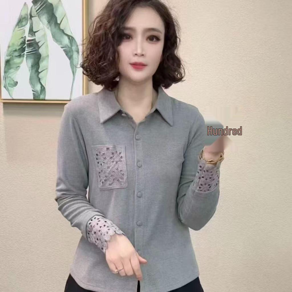 2025 Autumn/Winter Women's Double-Sided Velvet Shirt: Stylish, Solid Color, Long Sleeve, Slimming Fit, Collar Detail.