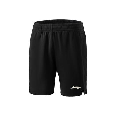 Li Ning Badminton Series Solid Color Logo Mid Waist Comfortable Breathable Straight Leg Casual Shorts Unisex Shorts Black AAPV045-1