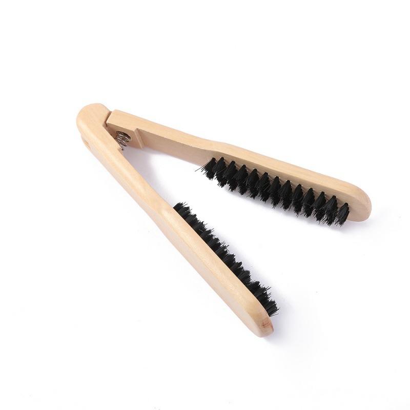 Wooden Handle Straightening Comb 2-in-1 Styling Comb & Hair Straightener for Smooth & Silky Hair, Anti-Scald Portable Hair Styling Tool for Home Trave