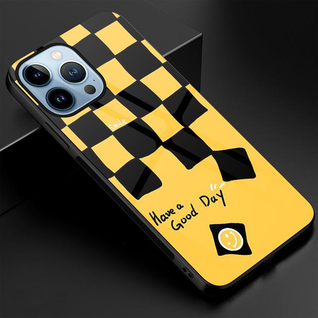 

Чехол с милым смайликом и рисунком для Iphone 14 13 11 12 Pro Max Mini Xs Xr X 7 8 6s Plus Se 2022, защитный чехол из закаленного стекла For iPhone XS