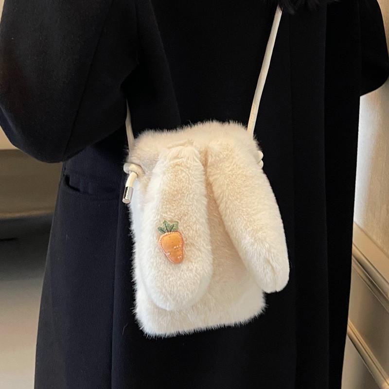 IELGY Autumn Winter Plush Phone Bag Crossbody Plush Bag
