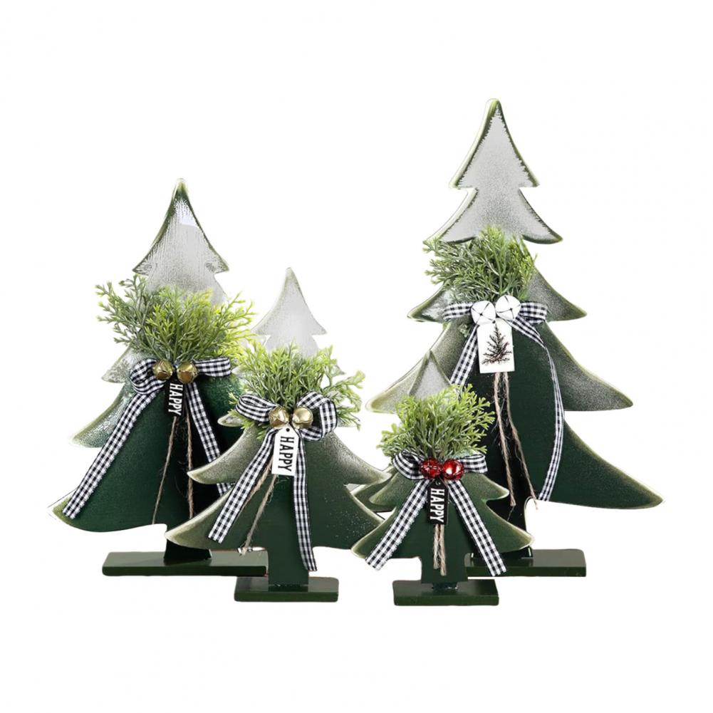 Christmas Table Decorations Christmas Tree Ornament Rustic Wooden Christmas Tree Decor with Bell Ornaments for Farmhouse Table