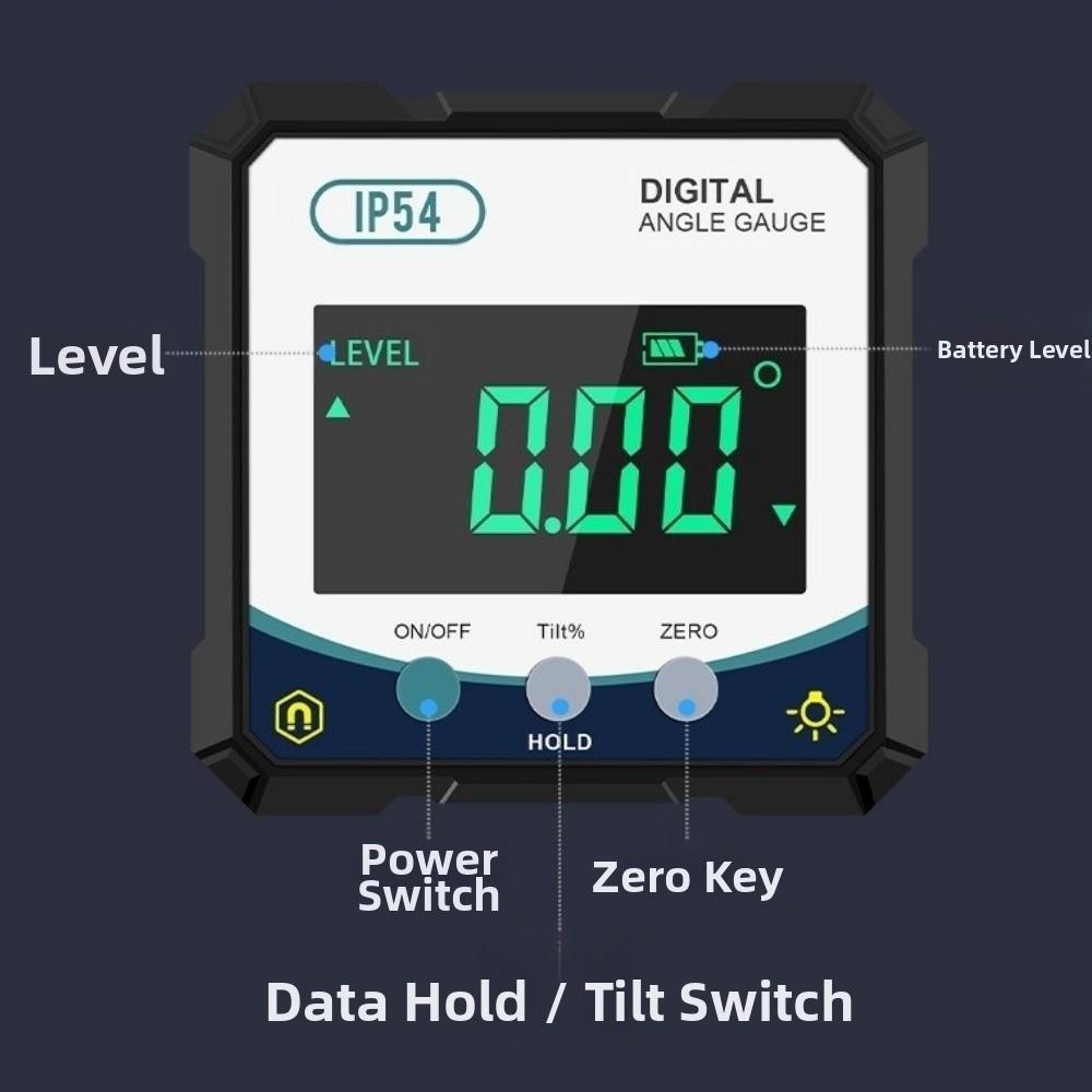 Digital Display Level Angle Gauge With Magnetic Base 4x90° Electronic Angle Protractor IP54 Waterproof Inclinometer Box