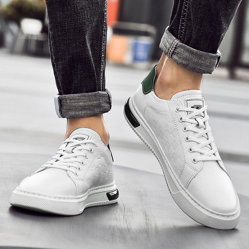 Fashion Classic Brand Simple White Men's Real Leather Shoes Lace Up Commuting Driving Shoes Interviews Men's Business Casual Shoes