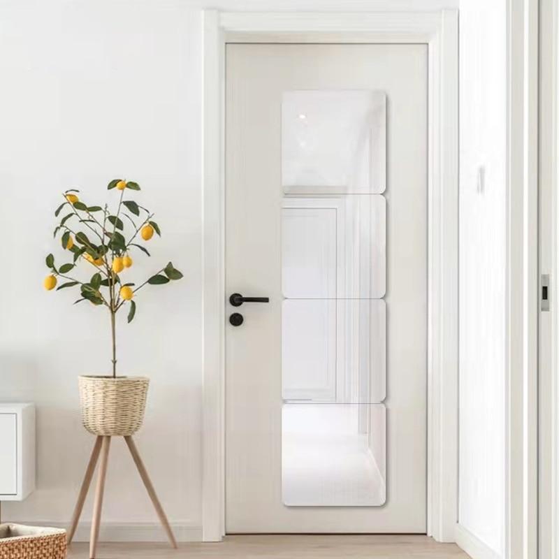 Autocolante de perete cu oglindă acrilică, oglindă autoadeziva, decorațiuni pentru baie, oglindă pentru hainele dormitorului studenților, oglindă pentru tot corpul, 1 bucată