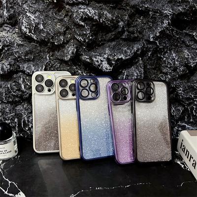 Luksusa 6D galvanizēts matēts gradients spīdošs futrālis ar objektīva plēvi iPhone 15 Pro Max 14 Plus 13 12 11 Pro viss iekļauts kritiena aizsargvāciņš