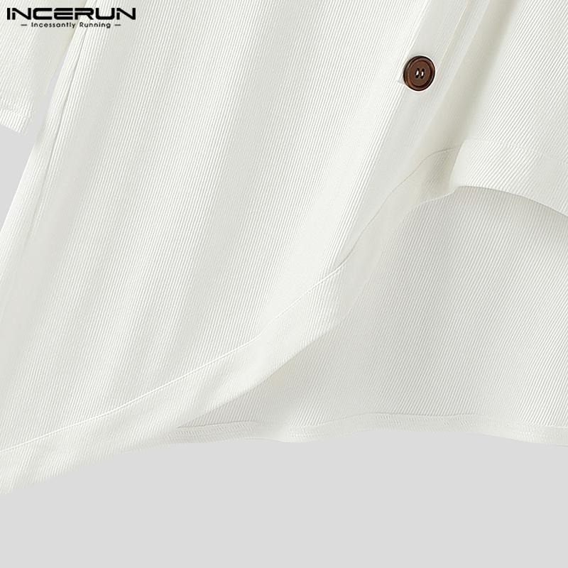 INCERUN Herren Rollkragen Langarm Patchwork Schlitze Unregelmäßig Rippe Lässige Oberteile Unterhemden