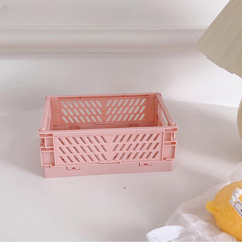 Color Organizing Storage Baskets Case Folding Student Desktop Basket Tape Stationery Plastic Foldable Container Storage Box