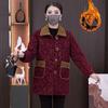 Middle Age Women's Winter Fleece Lined Coat Casual Lapel Warm Woolen Jacket