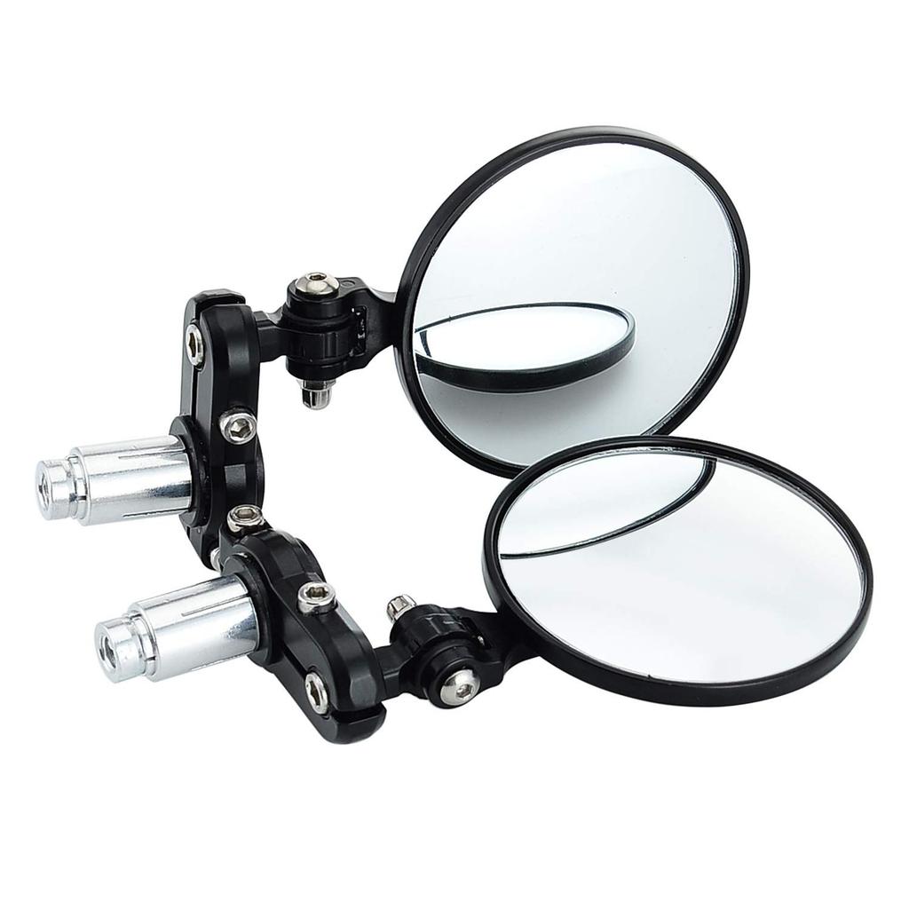 KAWELL 55-AT652 Motorcycle Mirror, Bar End Mirror, Handle Mirror, Bike Mirager, Left and Right