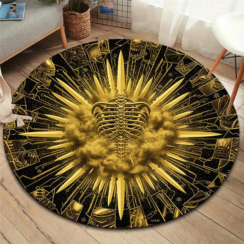 Vortex Crossing Gate Round Area Rug,Carpet Rug for Living Room Bedroom Sofa Playroom Decor,Non-slip Floor Mat