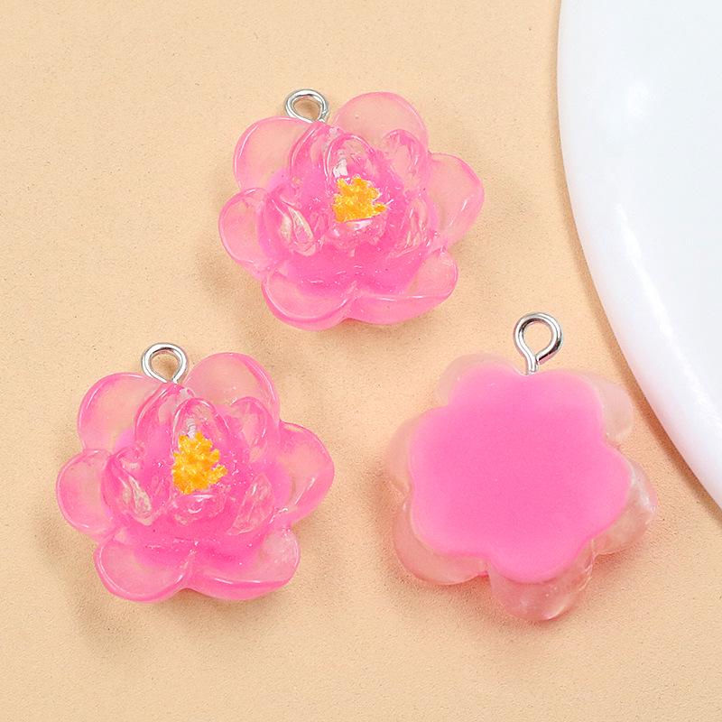 DIY Resin Plant Charm: Transparent Lotus & Cherry Blossom Five-Petal Flower Pendants