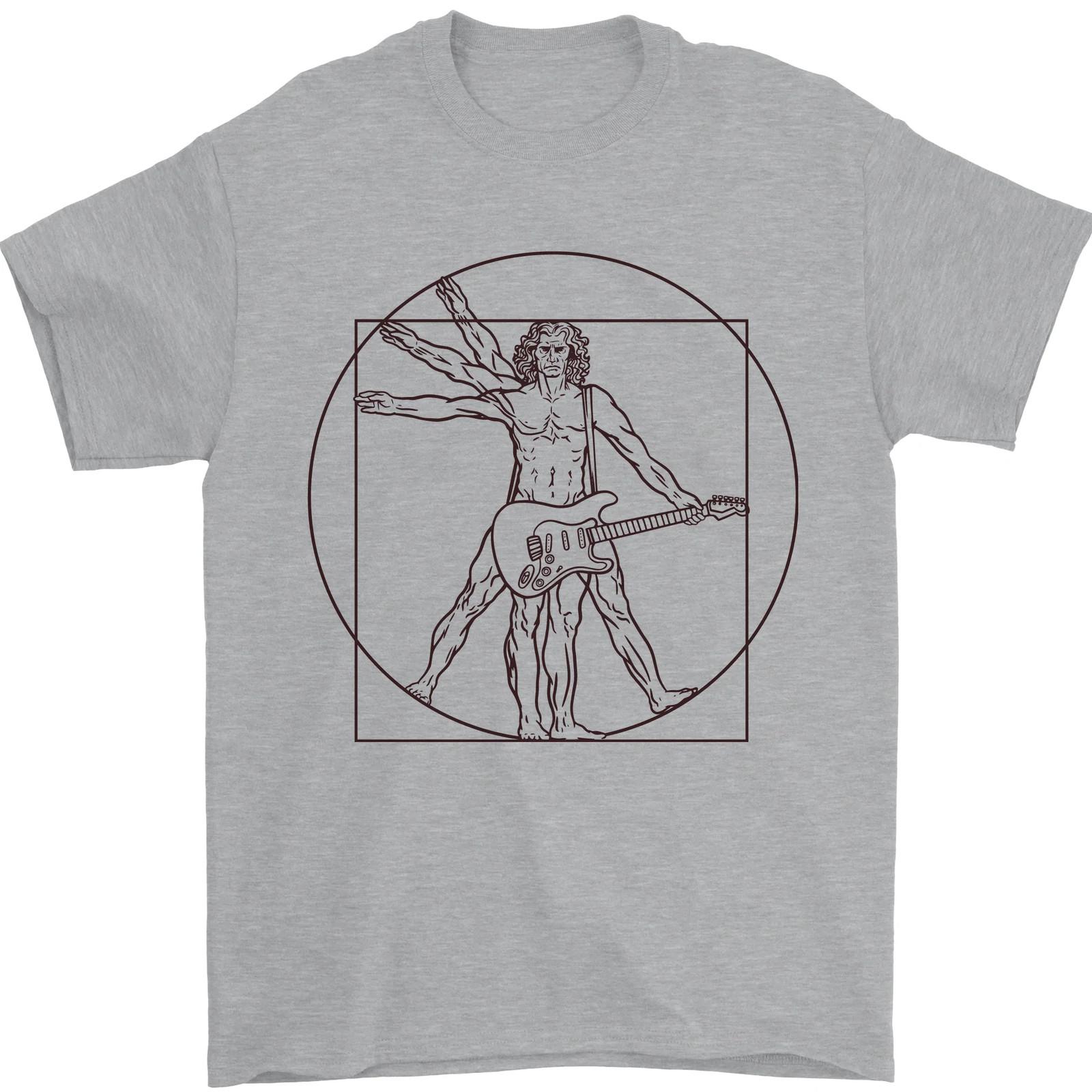 Guitar Vitruvian Man Guitarist Mens T-Shirt 100% Cotton M