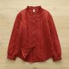 Women's Elegant Quilted Lace Stand Collar Shirt - 2025 Autumn/Winter Cotton Warm Base Layer Top