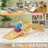 Kids' Climbing Set, 4-in-1 Design with Arch Bridge, Rocking See-Saw, Cushion, Slide Ramp, for Indoor Use, Wood