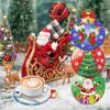 8pcs/sets Christmas Diamond Painting Coaster DIY Snowman Christmas Tree Drink Cup Diamond Art Coasters Christmas Decoration 2024