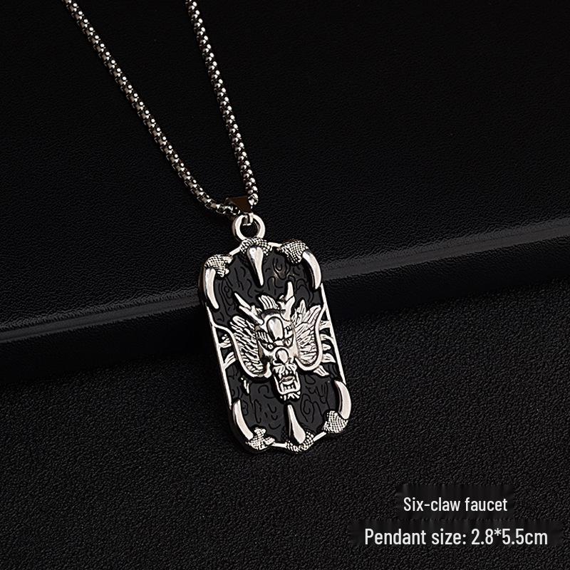 Retro Dragon Plate Necklace: Chinese-Style Titanium Steel Sweater Chain