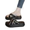 Cross-strapped Sandals Women's 2025 New Summer French Cool Slippers Wear a Pedal of Thick-soled Small Fragrant Beach Shoes