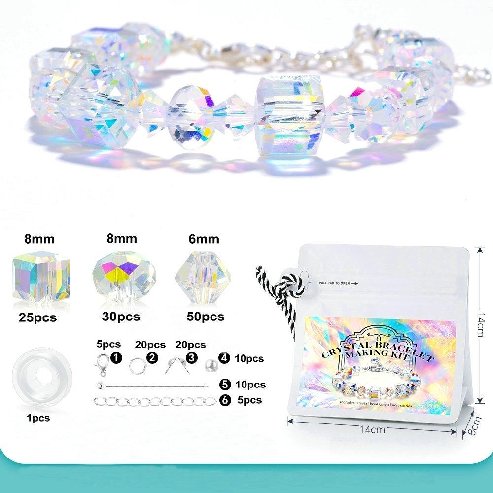Bracelet Making Kit AB Color Glass Cube Beads Sparkle Butterfly Crystals Beads Kit for Jewelry Making Necklaces DIY Crafts