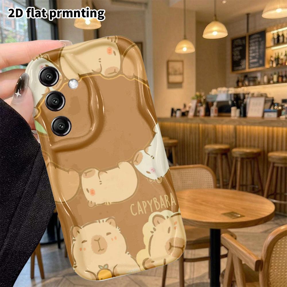 Phone Case: 2D Flat Samsung Galaxy A34 A35 S20 S22 S21 FE Plus Ultra Protective Case, Capybara Wreath, Christmas and Halloween Holiday Gift