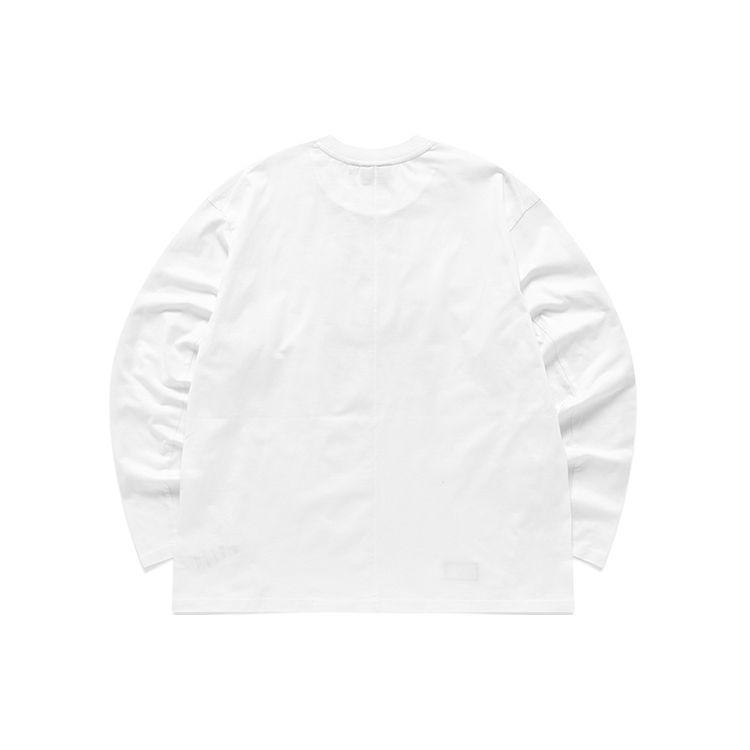 Fila Fusion Streetwear Logo Japanese Style Casual National Trend Color Transfer Print Loose Knit Long Sleeve T-Shirt Unisex Tops White T11U136201F-WT