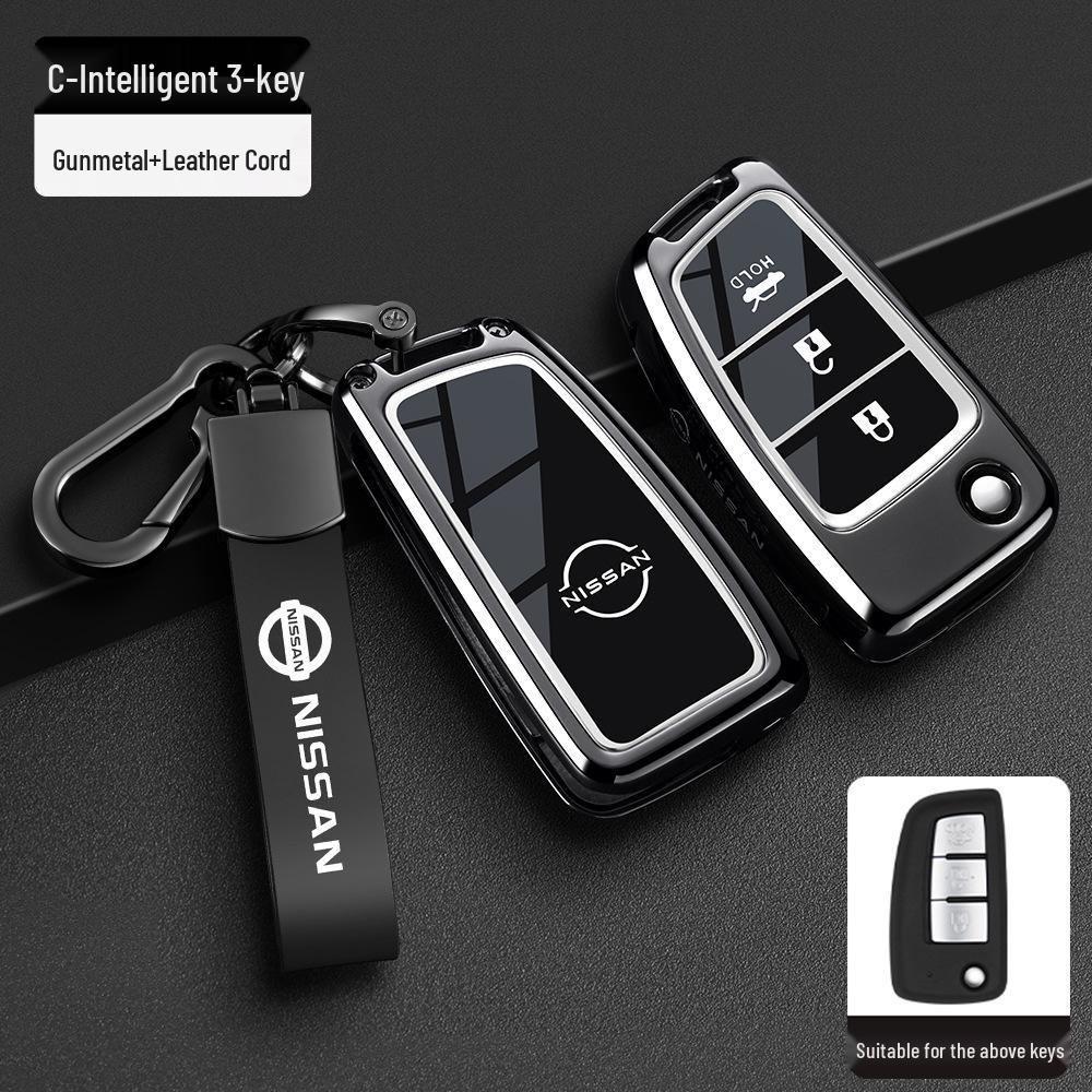 Nissan Schlüsseltasche Abdeckung: Passt für neue Sylphy, Teana, Tiida, Qashqai, X-Trail, Bluebird Modelle, Inklusive Schlüsselanhänger für Männer